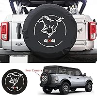 Vista 3 de Funda para neumático de repuesto para Ford Bronco con orificio para cámara, cubierta de rueda de repuesto con orificio trasero para cámara