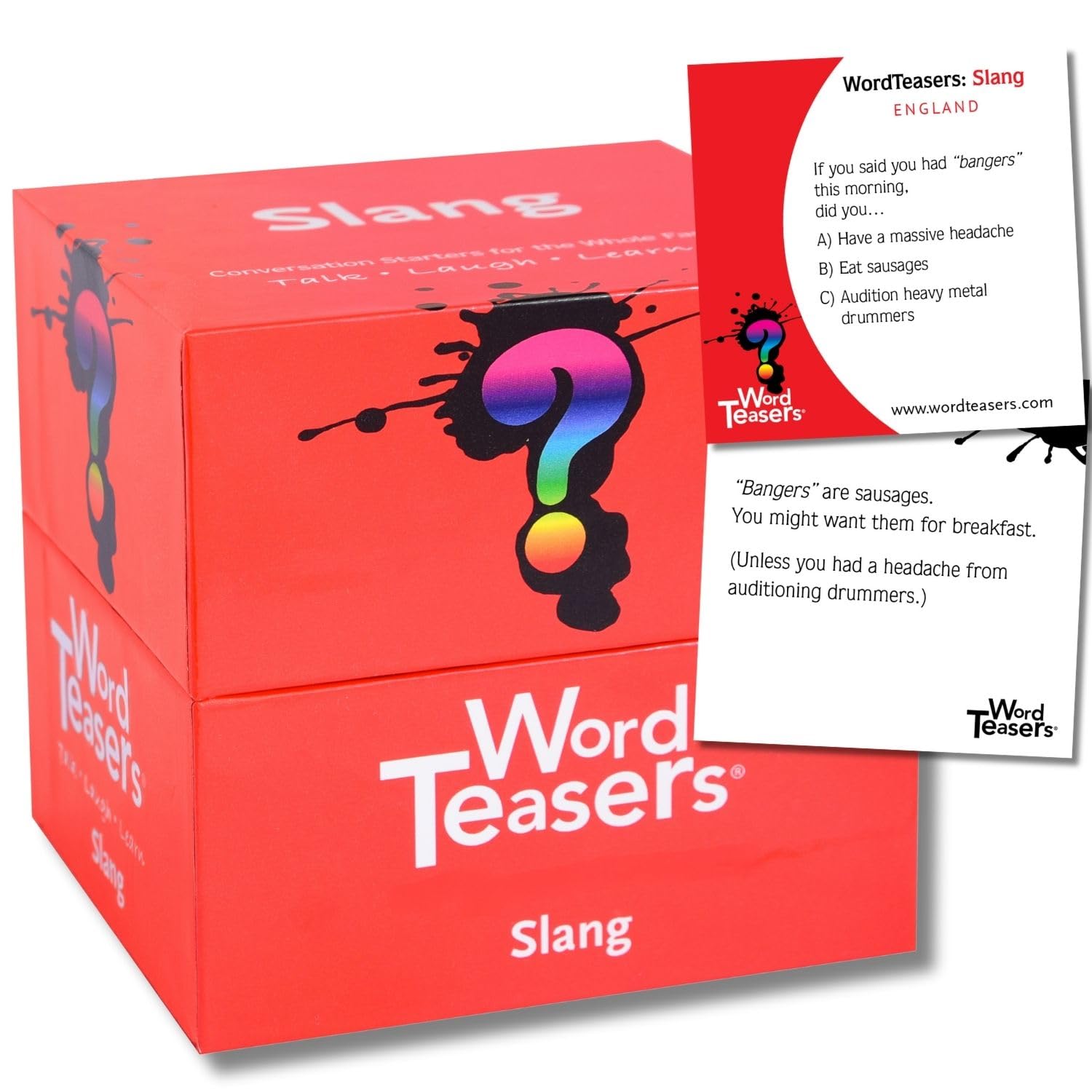 ? WORD TEASERS Random Topic Conversation Starters - Fun Trivia Card Game for Families, Couples, Kids, Parties & Travel - Flashcards for Ages 12+ - 150 Questions (Slang Edition)
