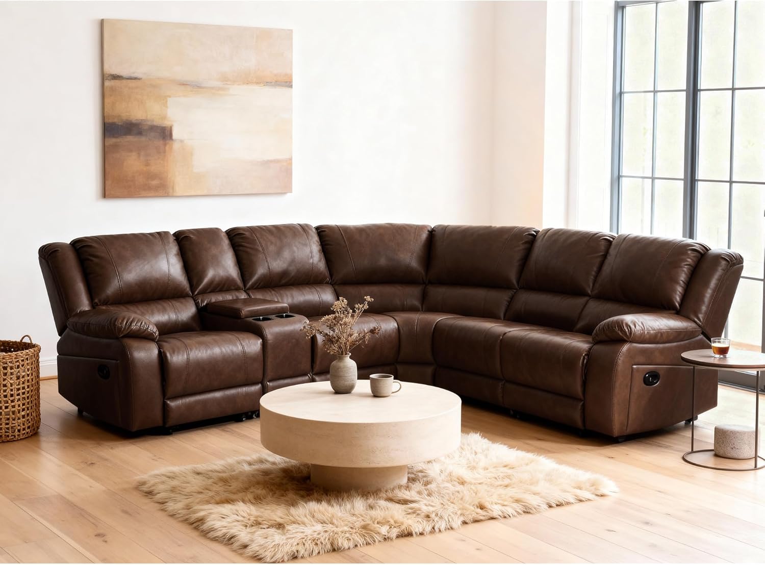 Modular Sectional Sofa PU Leather Manual Recliner Sofa