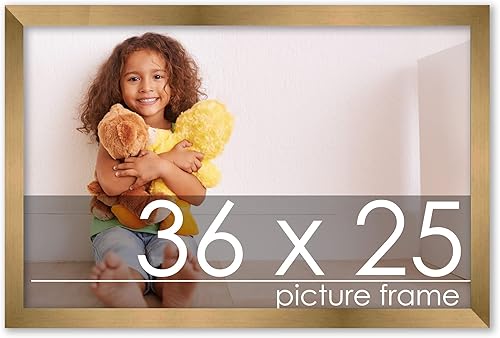 Marco de fotos de madera de bronce contemporáneo de 36 x 25 pulgadas, acrílico UV, respaldo de tablero de espuma y accesorios para colgar incluidos