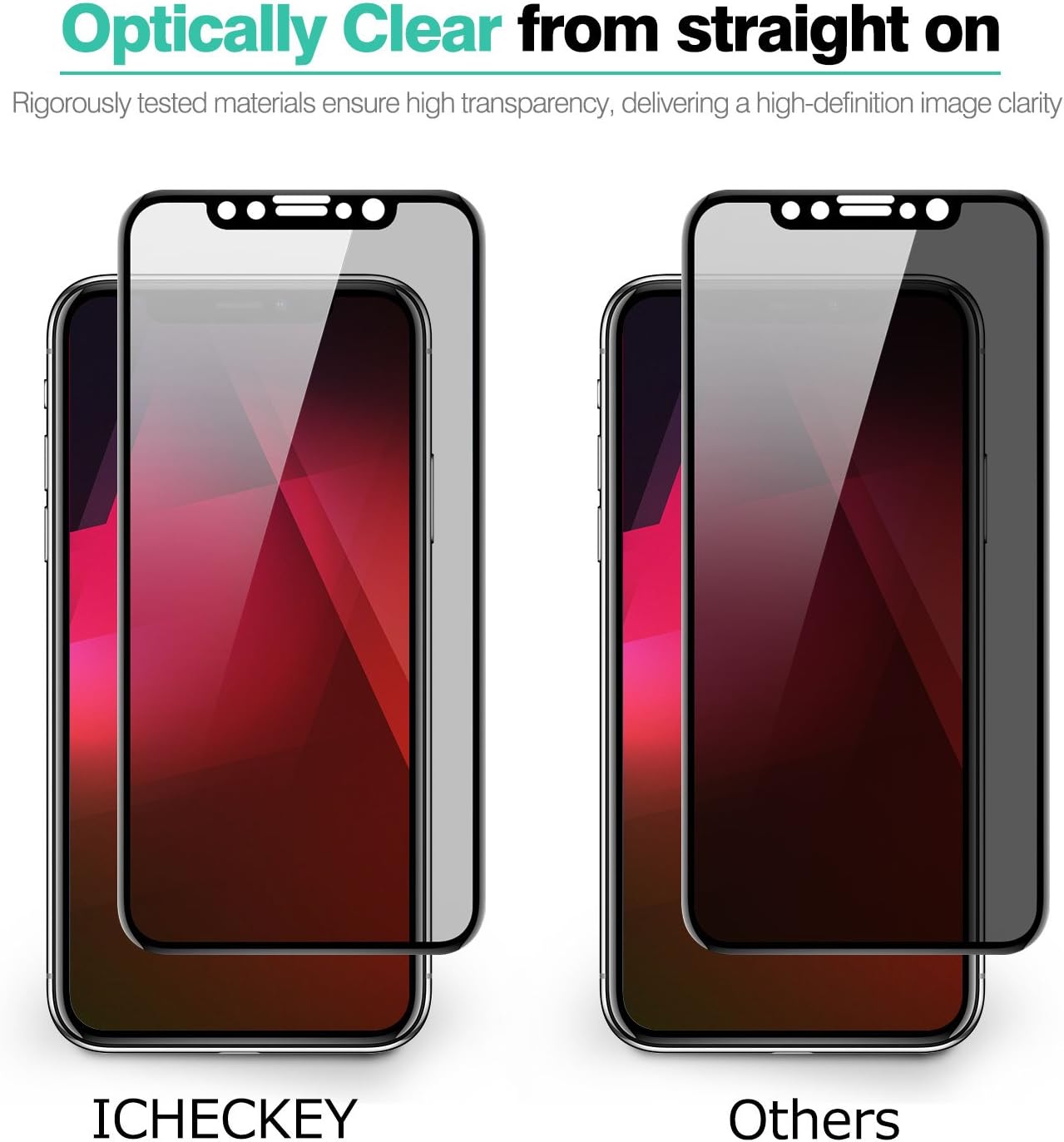 Screen Protector Compatible for iPhone 11 Pro/Xs/X, ICHECKEY 2.5D Premium HD Clear Tempered Glass Screen Protector Cover for iPhone 11 Pro/Xs/X 5.8"- Black