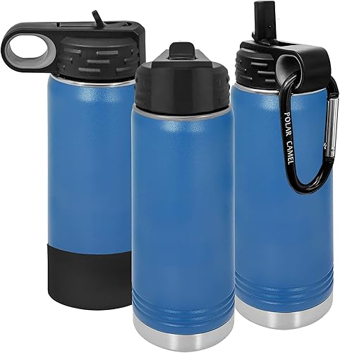 Polar Camel Water Bottle 20oz with Flip-Top Lid and Straw, Vacuum Insulated Flask, Stainless Steel Sports Double Wall Thermos Boys Girls Water