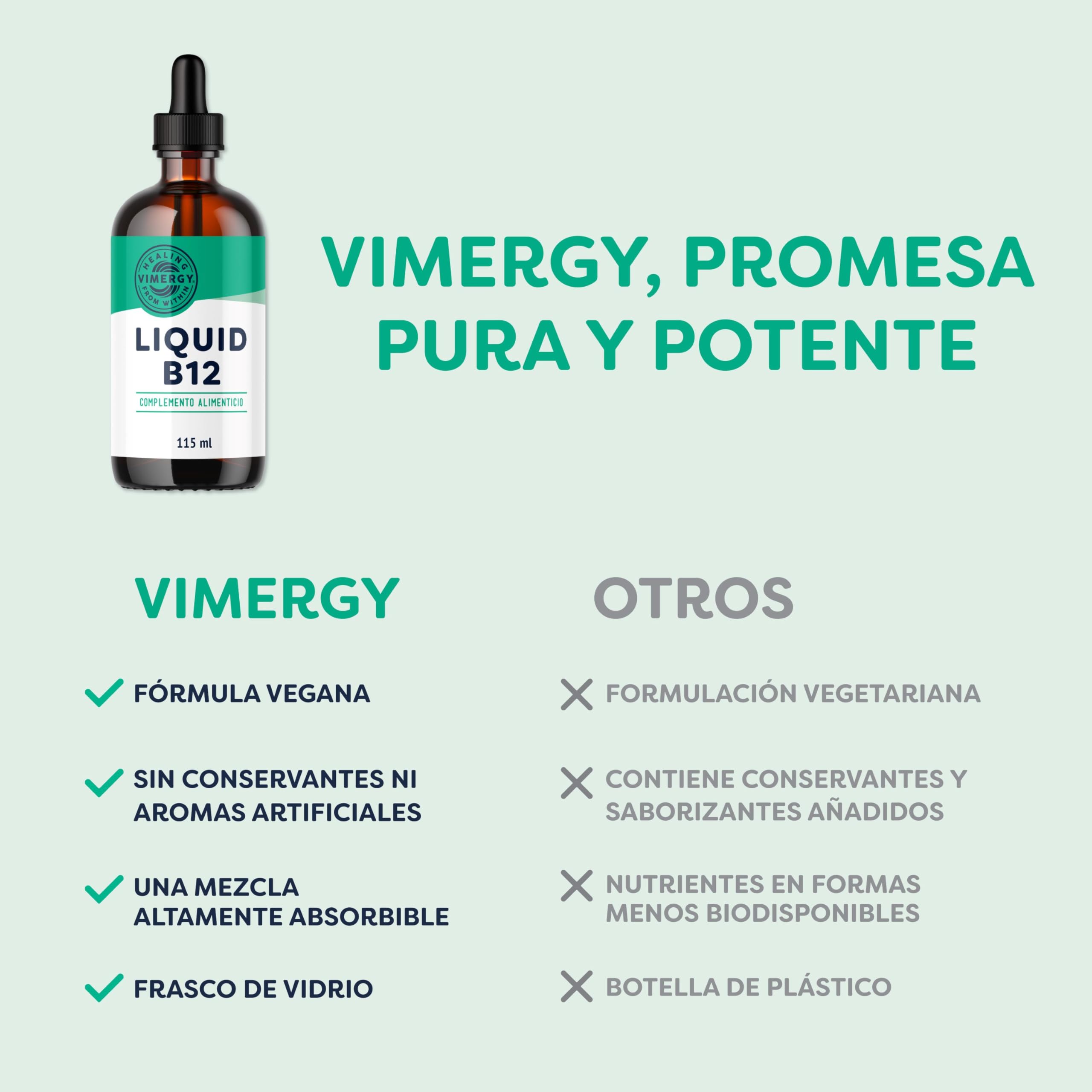 Vimergy Liquid B12 – 115 ml – Vitamina B12 Líquida - Vitamina B12 Vegana Sabor Dulce Natural – Sin Azúcar Refinado ni Gluten – Sin OMG – Apta para Keto y Paleo