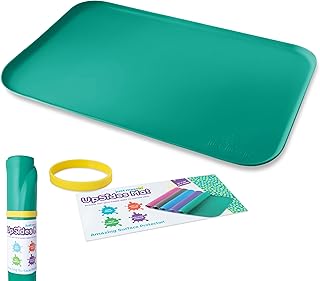Silicone Art Mat for Crafts, Legos, Slime, Resin, Paint & Jewelry-Making, Table Protection w Raised Sides to Contain Mess, Non-Slip Heat Resistant, 16”x26” Mat with high .6" Edge, Green