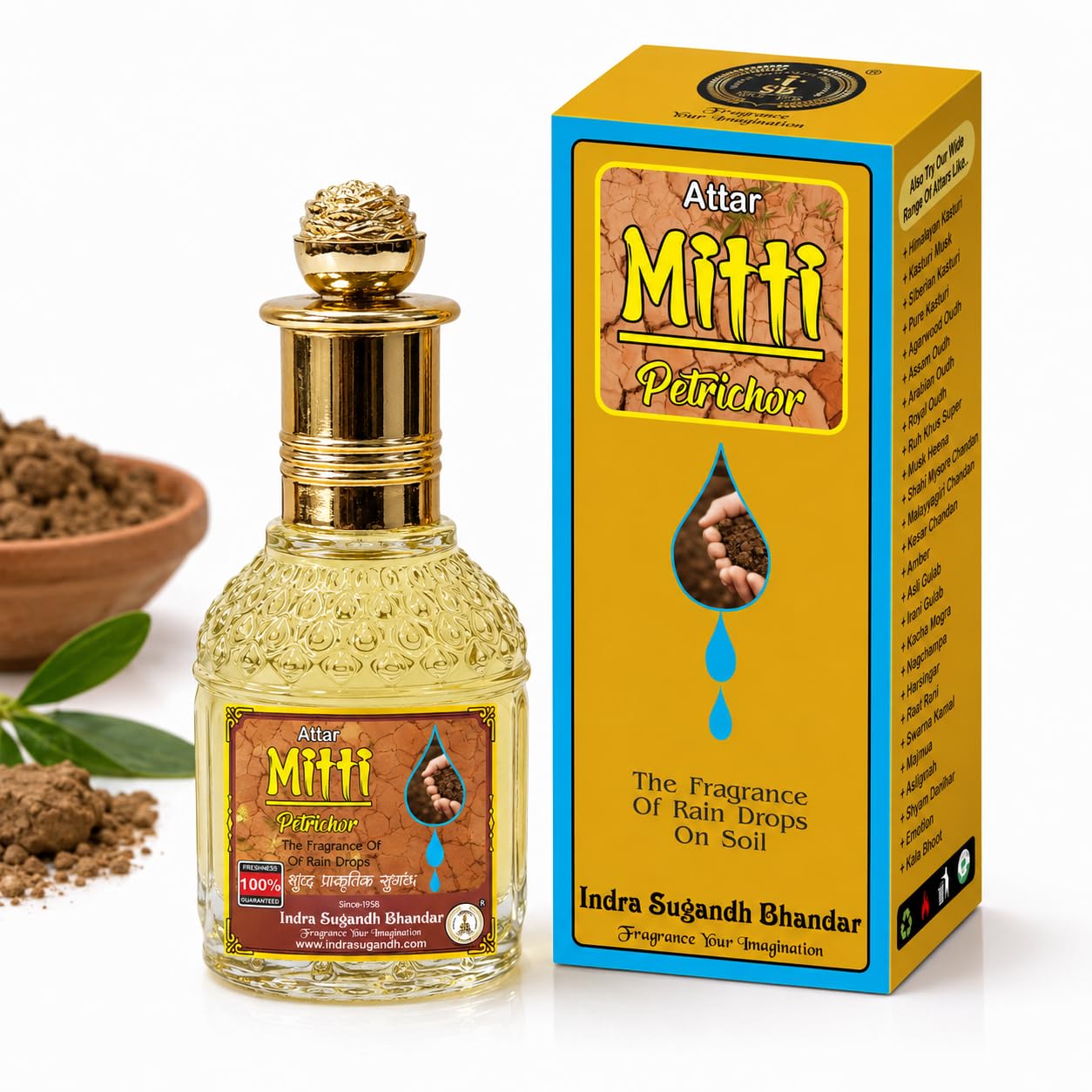 INDRA SUGANDH BHANDAR Attar Shahi Mitti 25 Ml. Unisex Gil Original Fragrance Of Rainy Season Best Attar Fragrance Of Rain Drop On Earth,24 Hours Perfume For Men And Women-image-26