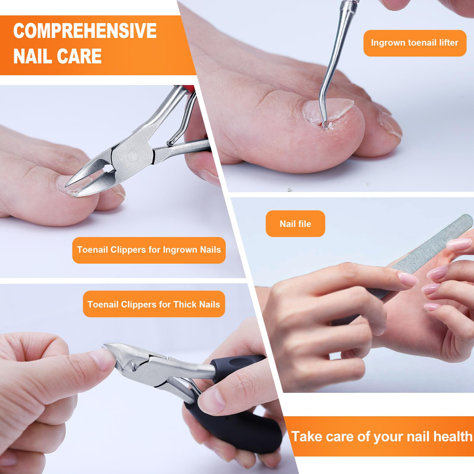 Zehennagelknipser für Senioren Dicke Zehennägel, Podologen Zehennagelzange Professionelle Nagelknipser Scharfe gebogene Klinge Ergonomischer Rutschfester Langer Griff Zehennagelknipser für