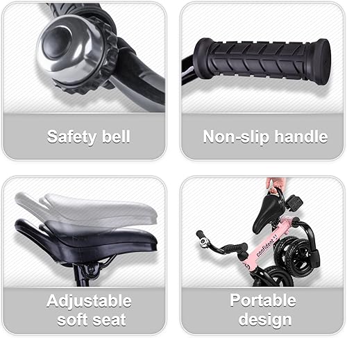 Miniatura 5 de YGJT Triciclo 3 en 1 para niños pequeños de 2 a 5 años, bicicleta de equilibrio plegable para niños con asiento ajustable y pedal extraíble,