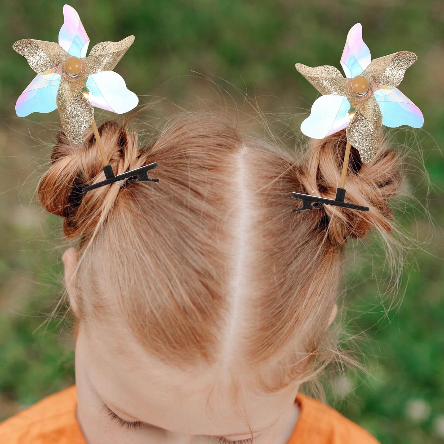 Lurrose Sequins Hair Clips Pinwheel Hair Barrettes for Girls 3.14X2.95In Colorful Windmill Accessories for Birthday Party Daily School Travel