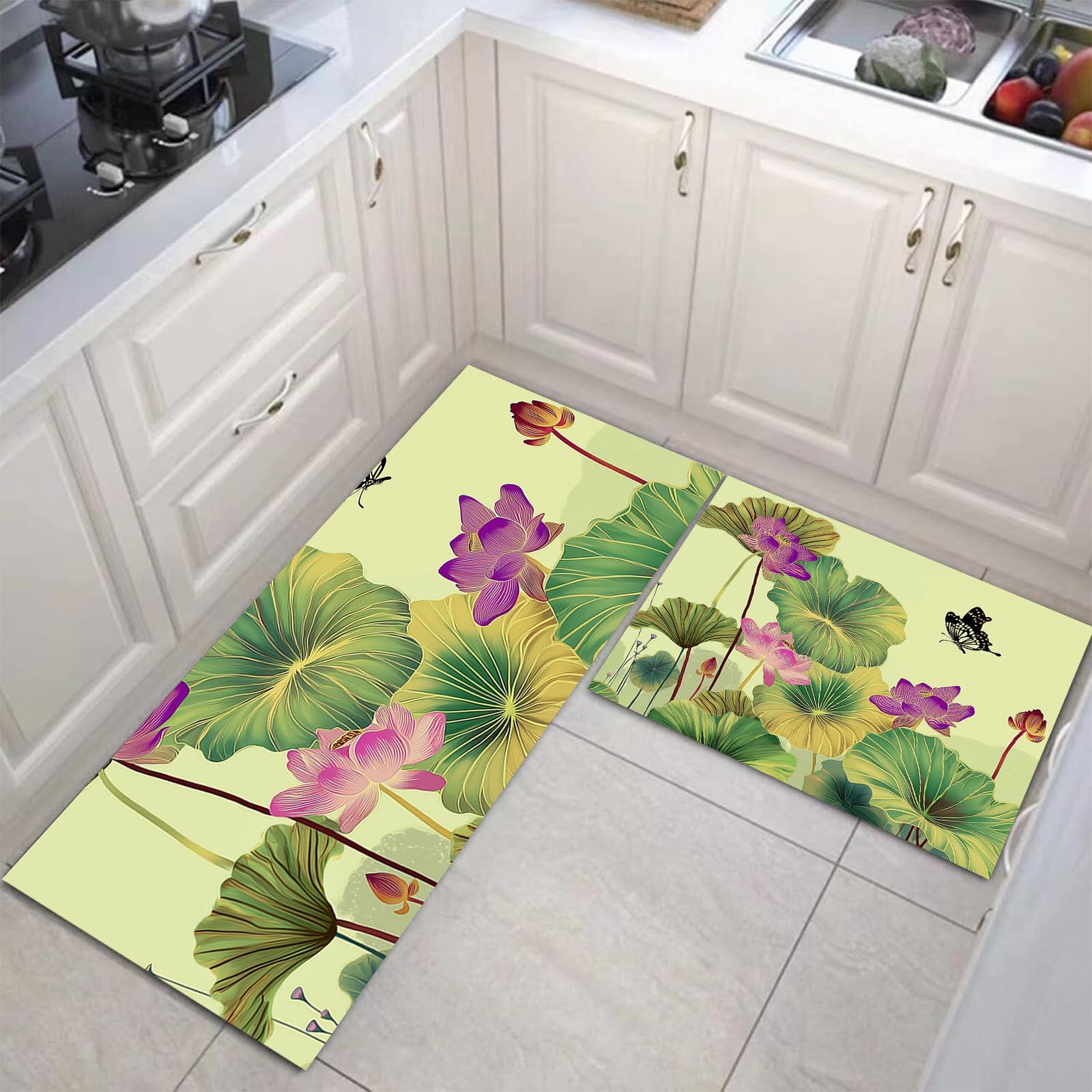 Alfombrillas de cocina verde salvia ideales para lavandería y dormitorio