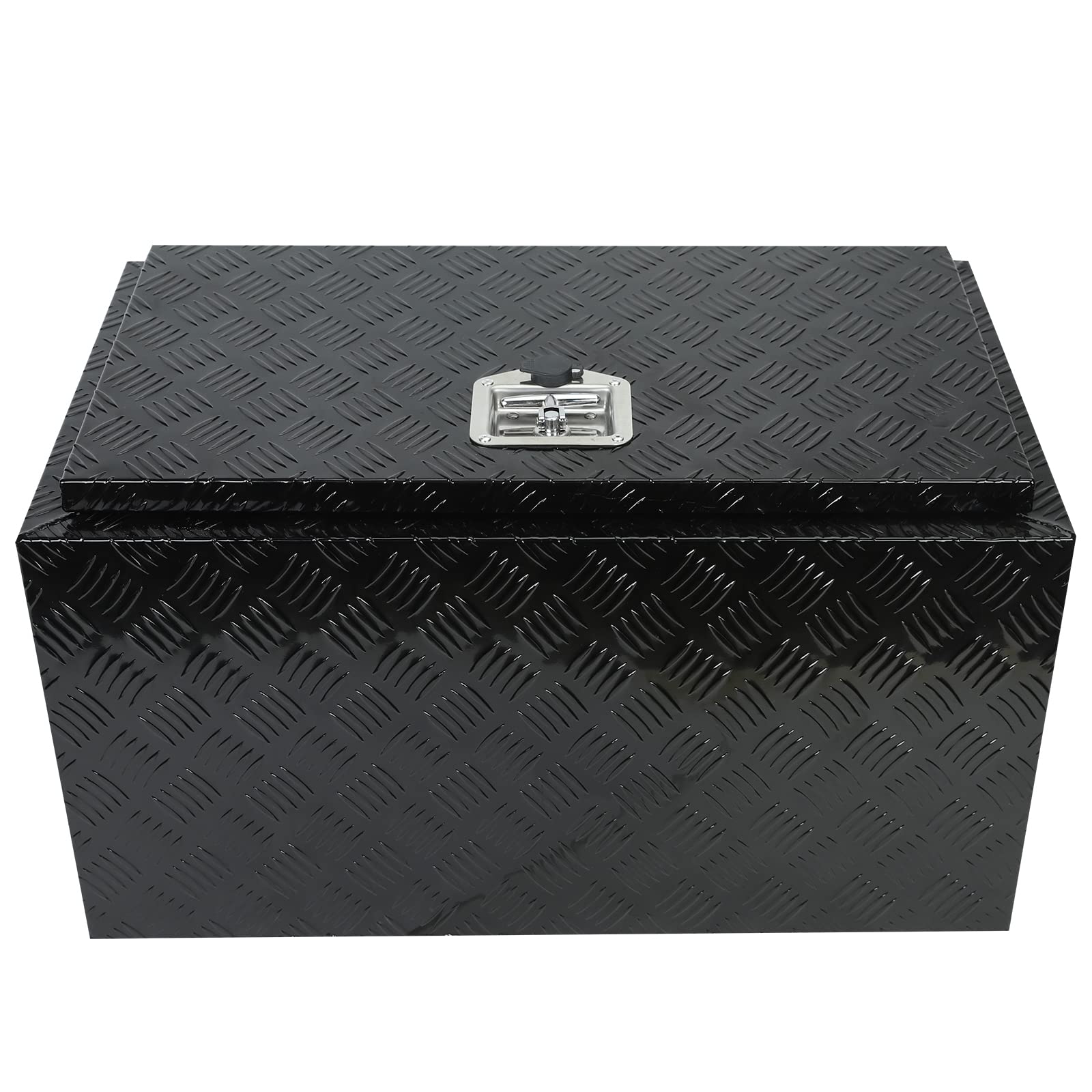 EASYBERG 30inch X 17inch X 17.75inch Aluminum Heavy Duty Pick-Up Truck Bed 5 Bar Tread Tool Box Underbody Trailer Flat Bed w/Lock & Keys