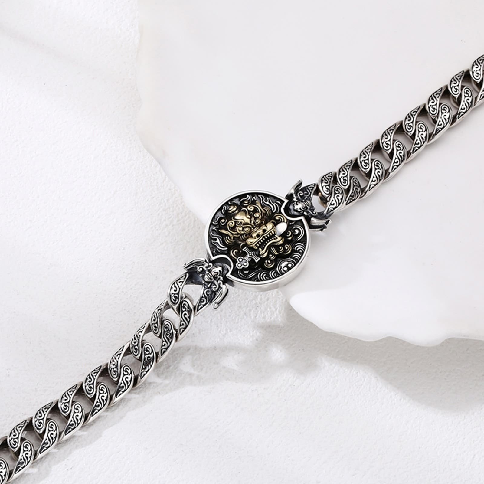 Pulsera para hombre de plata de ley S925, cadena cubana