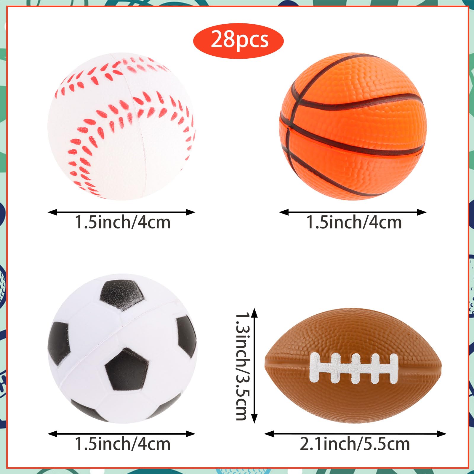 Snapklik.com : Mini Sports Balls 28 Pack Sports Stress Ball Party ...