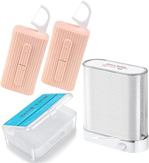 Holy Rose Dental Floss Dispenser Travel Floss Picks Dispenser Portable Flossers Toothpick Cases Fine Floss Organizer with Floss Stick 168 Count Tasteless Clean Tooth More hygienic. (Pink White)