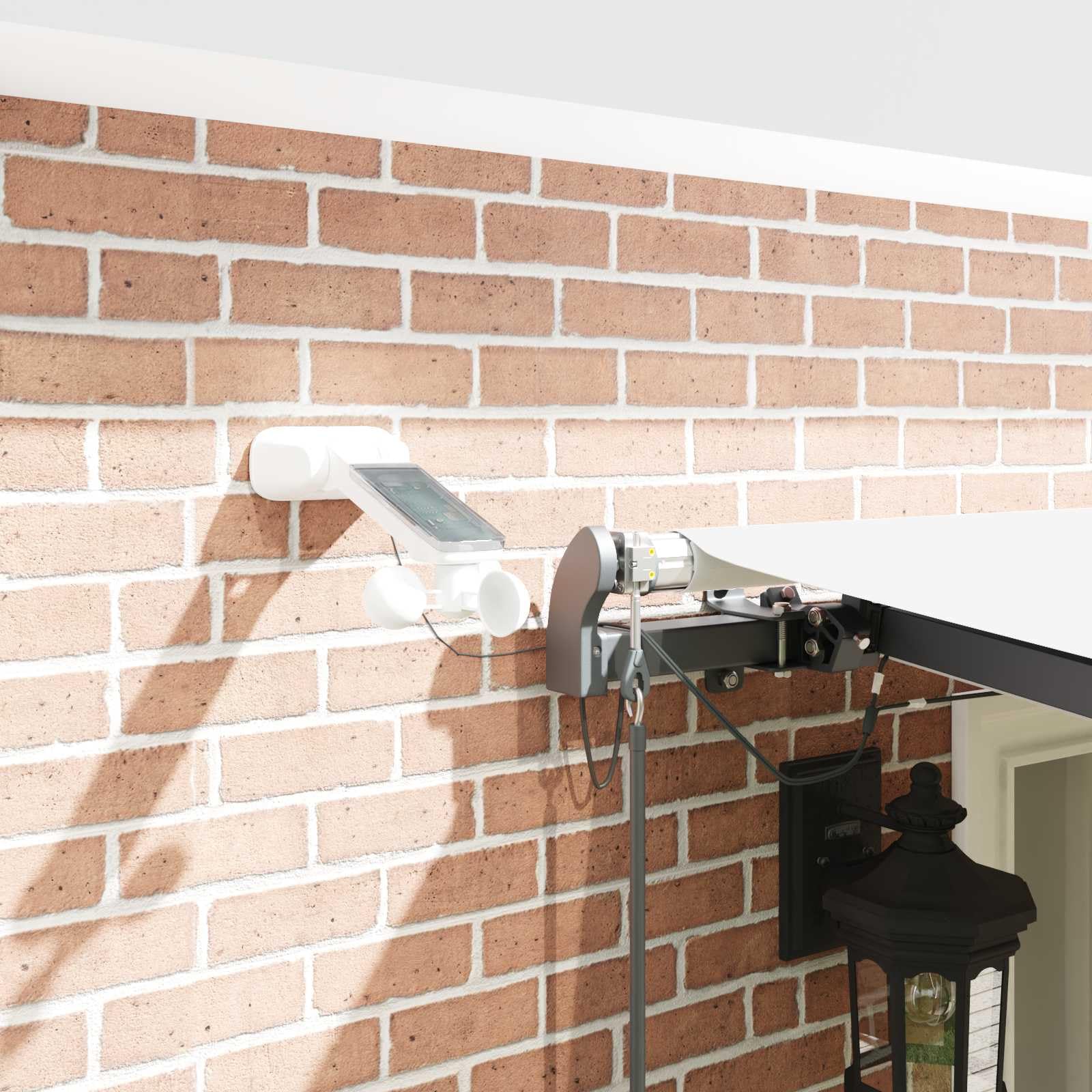 Toldo de brazo articulado 600 x 300 cm, blanco, toldo eléctrico con mando a distancia y sensor de luz de viento, protección solar retráctil de poliéster para terraza, balcón y jardín