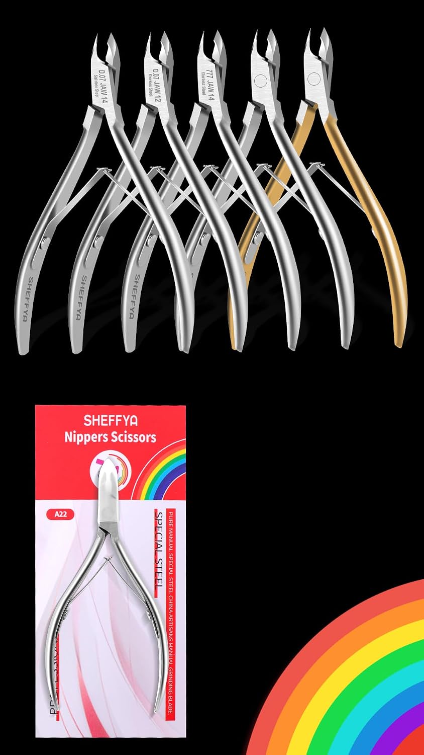 1PCS*22 SHEFFYA Professional Cuticle Trimmer Nail Cuticle Cutter Stainless Steel Cuticle Nippers with Sharp Blades of Cuticle Clippers Manicure Tools with Double Nail Care Pedicure Nail Tools Nippers