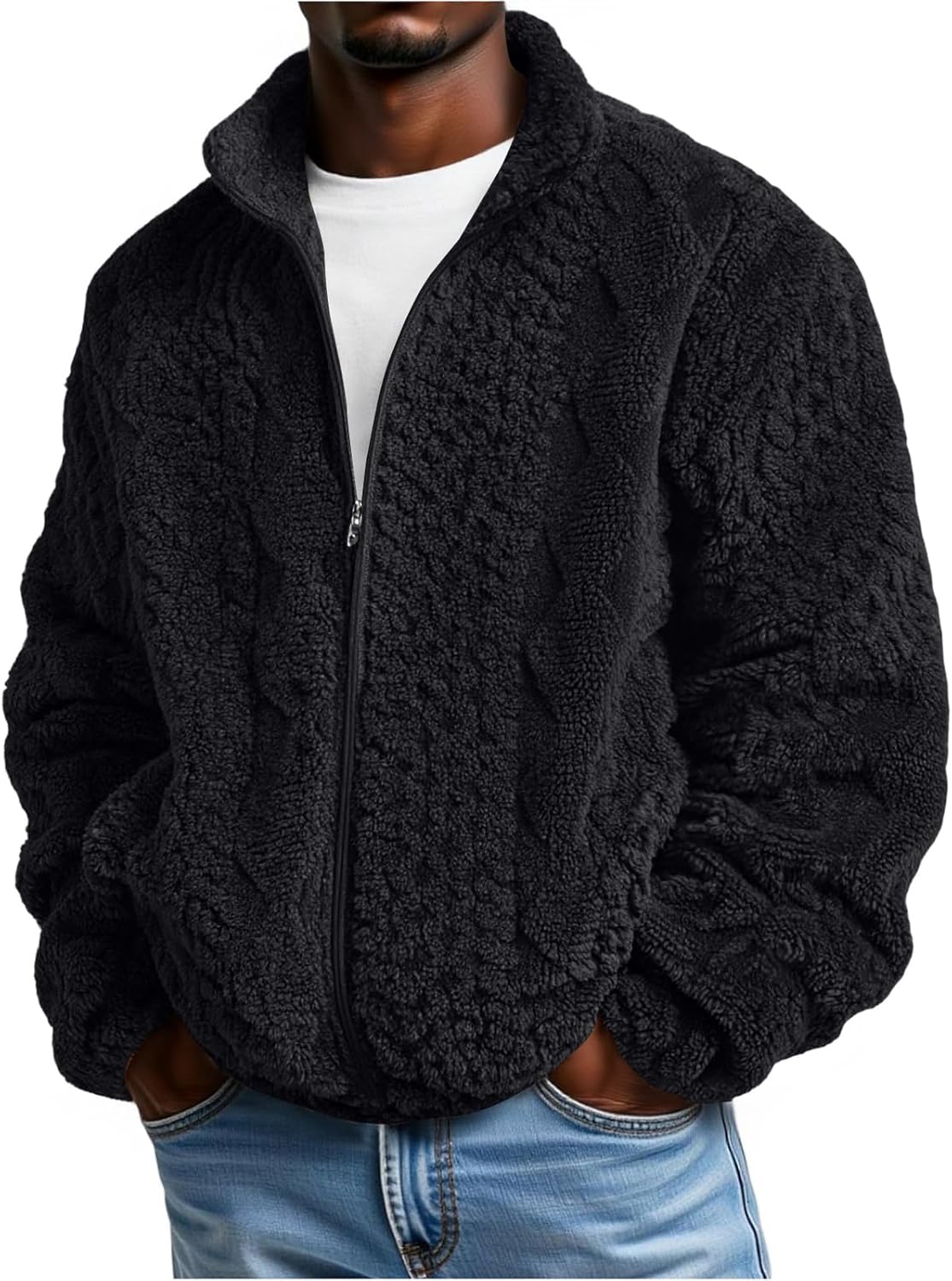 Zip Up Hoodie Men Trendy Cardigan Plush Jacket Running Vintage Big And Tall Warm Hoodies With Pockets