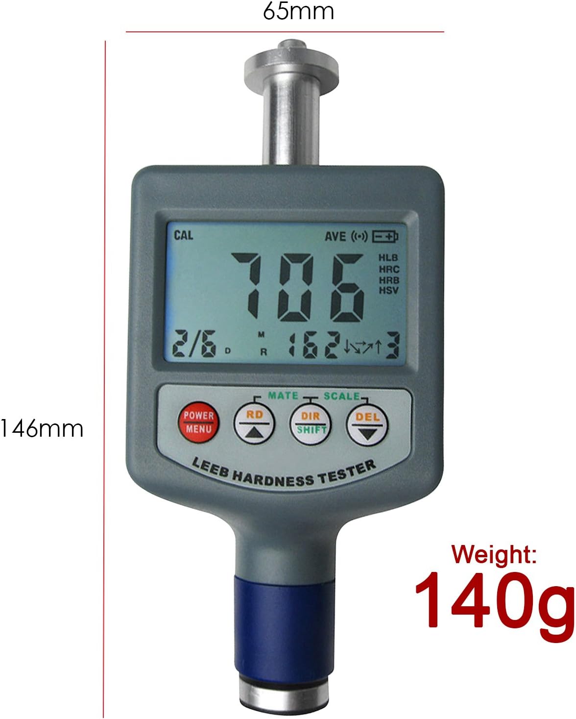 Instruments Portable Digital Rebound Leeb Hardness Tester Gauge MeterSB Cable with 2.5mm Diameter Jack and RS232 CD Software