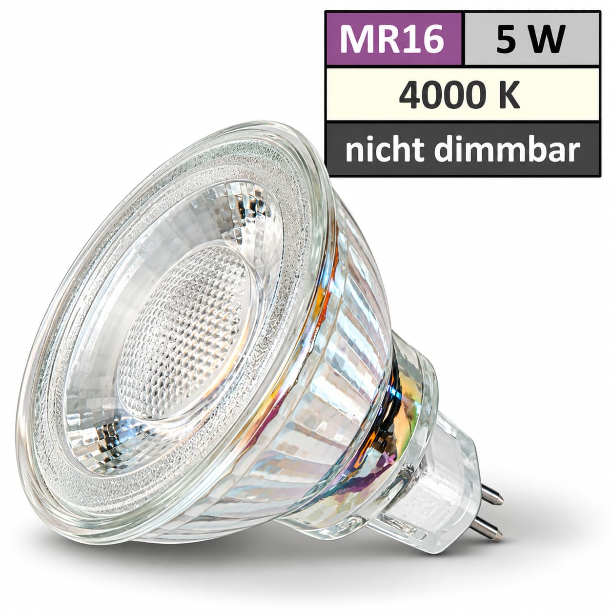 LED Einbauleuchten 12V schwenkbar 5er Set – MR16 5W Neutralweiß (4000K) mit AMP-Stecksystem und Trafo – 55 mm Einbautiefe – weiße Deckenstrahler für Wohnbereich, Küche, Flur