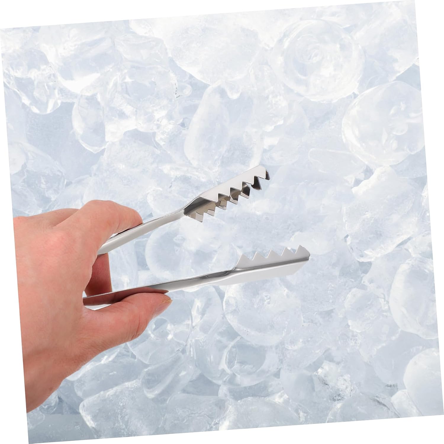 2 Pcs Ice Cube Clips with Serrated Grip Stainless Steel | Mirror Polished Silver Finish, One Piece Molding, Rust Resistant and Stable Hold for Kitchen Use