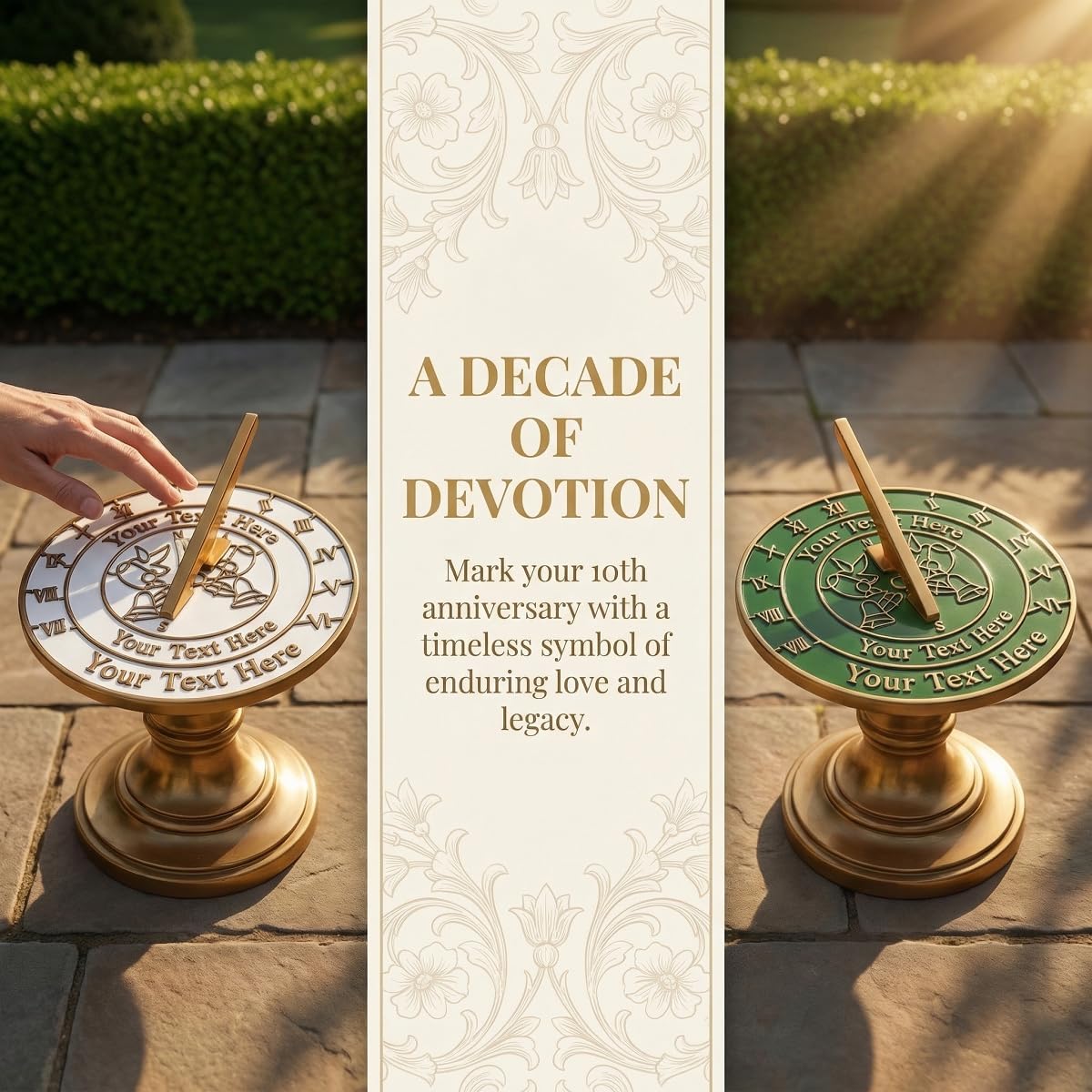 10th Tin Wedding Custom Engraved Sundial for Garden & Outdoor Decor, Personalized Metal Plaque for Parents, Couples, Him & Her, 10 Year Celebration Present