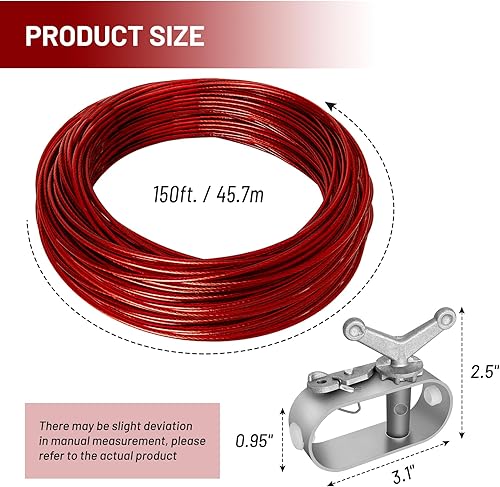 Miniatura 10 de Kit de cable y cabrestante para cubierta de piscina, alambre de cubierta de invierno de 100 pies y trinquete para piscinas redondas ovaladas