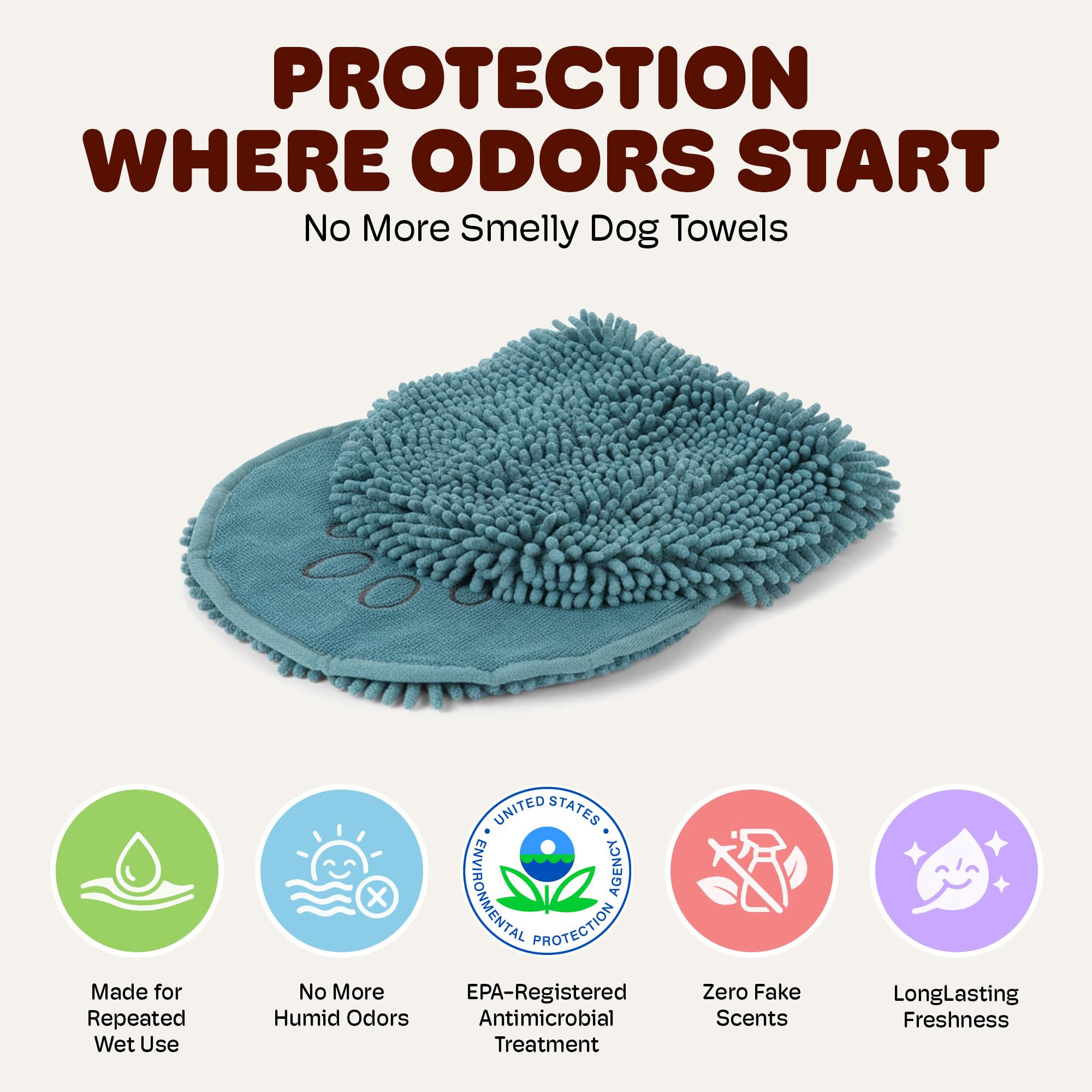 La Toalla Original Dirty Dog Shammy de Microfibra Ultra Absorbente de Secado rápido con Bolsillos de Mano para el manejo y Agarre de Perros húmedos baño, Lluvia, Playa, Lavable a