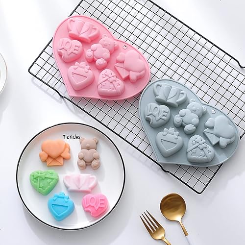 Miniatura 10 de Moldes de silicona antiadherentes para el día de San Valentín, para decoración de pasteles, herramienta pequeña de arcilla de jabón, bandeja de