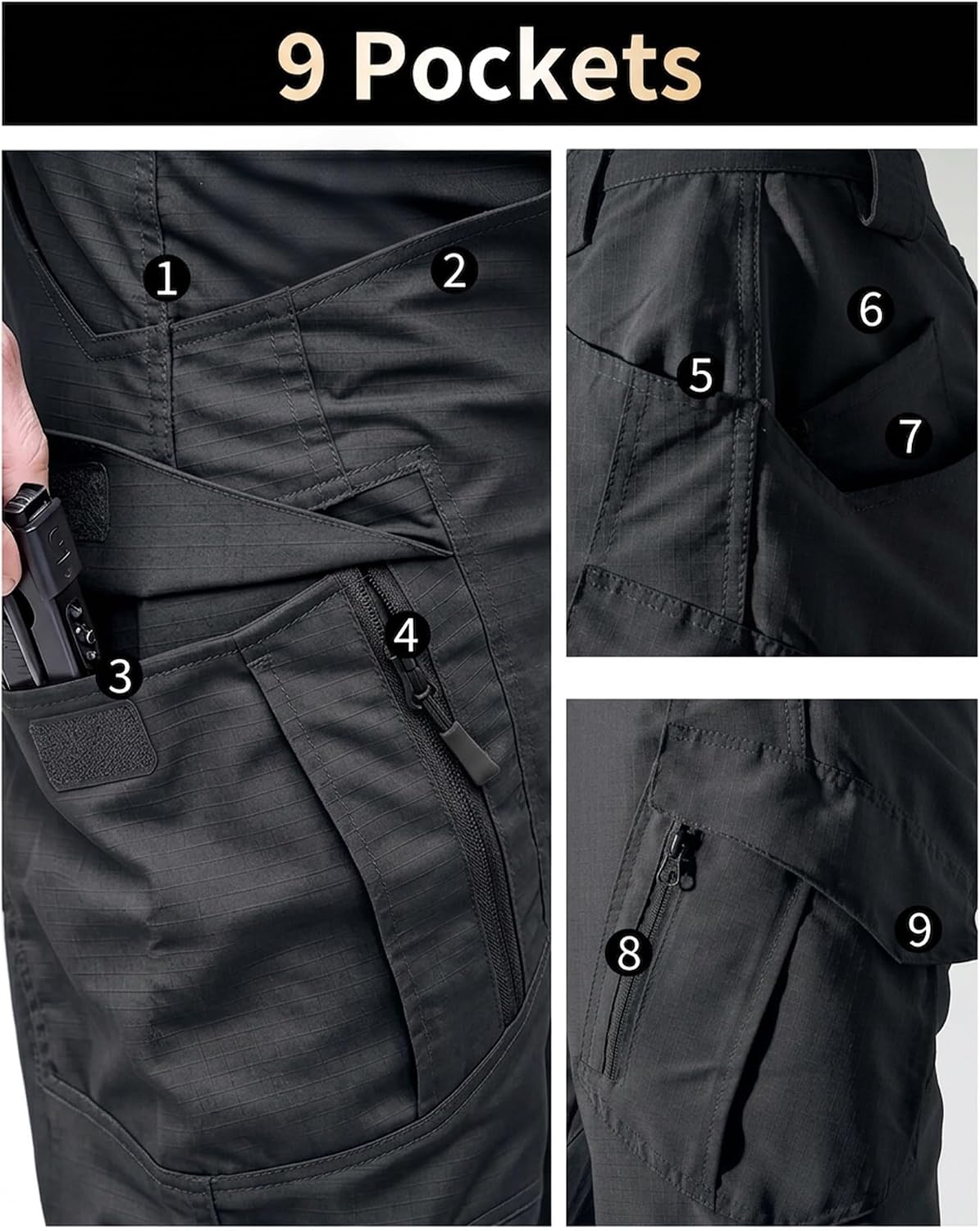 Tactical Work Pants for Men with 9 Pockets
