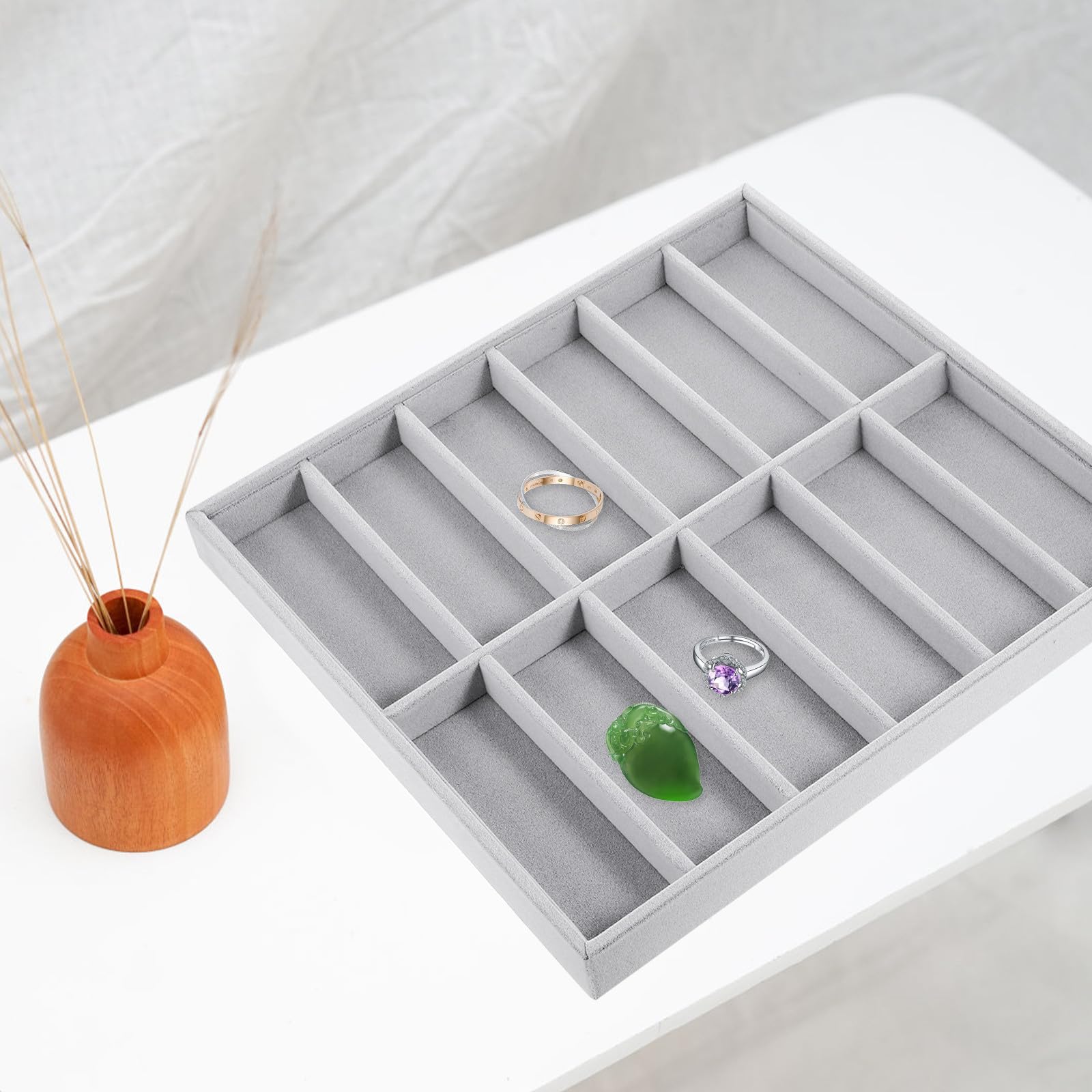 Brillenorganizer mit 12 Fächern aus Fusselflausch, Stapelbar