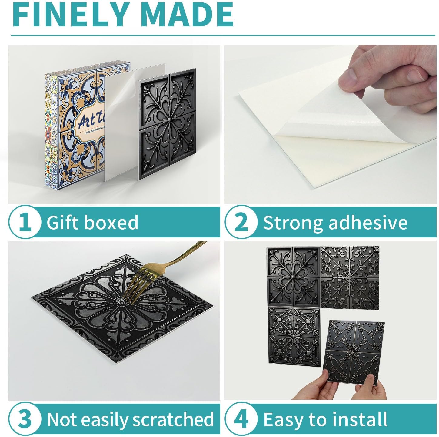 Peel and Stick Backsplash for Kitchen, Self Adhesive Tile Decals Mexican Waterproof Tile Stickers for Bathroom Cabinets DIY Home Decor (12 Sheets 6x6 inches)
