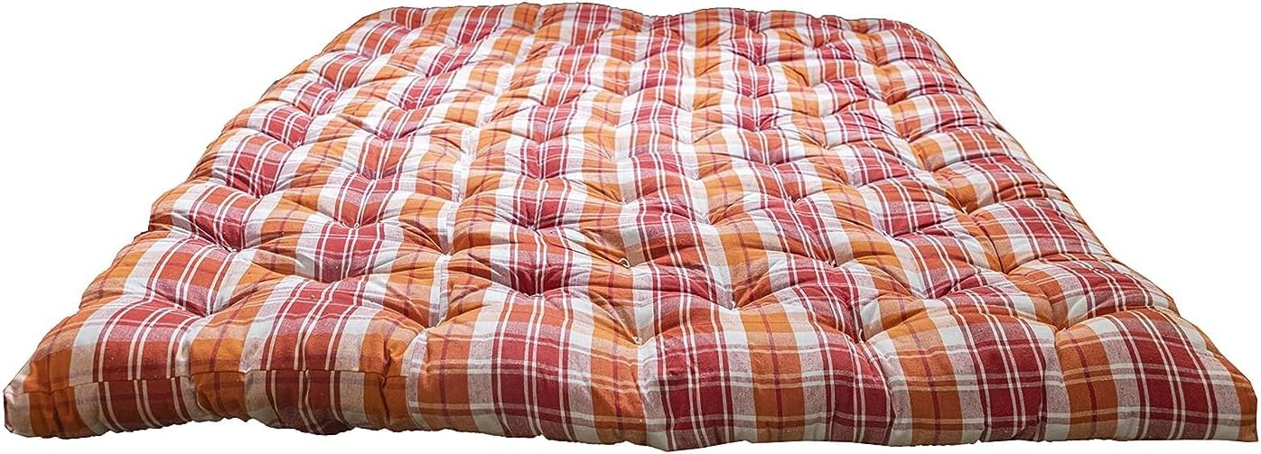 Soft Quilted Firm Cotton Mattress | Light Weight Reversible Rui Ka Gadda | Floor Travel Foldable Bed Mattress | Double Size Mattress for Living Room & Bedroom | 72x49 Inch