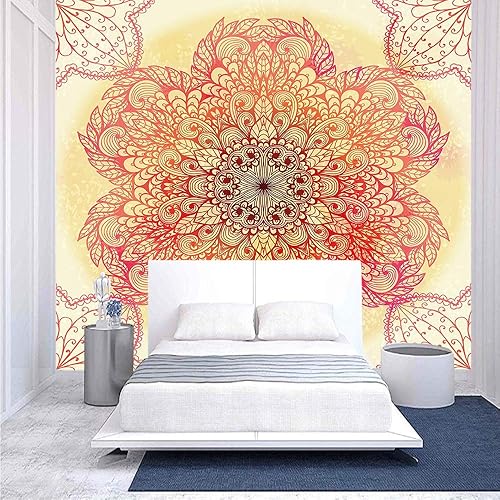 Vinilo de pared de 55.0 x 30.0 in, diseño de encaje árabe inspirado en motivos florecientes de la naturaleza ornamentada curvas y remolinos