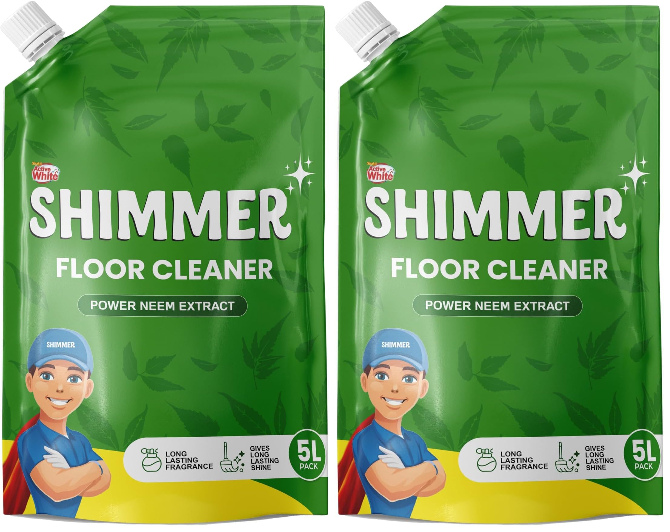 Shimmer Neem Floor & Surface Cleaner – 5L Mega Jar | Natural Disinfectant with Germ Protection | Long-Lasting Fragrance | Safe for Kids & Pets | All Surface Use | Home and Commercial Use (Pack of 2)-image-1