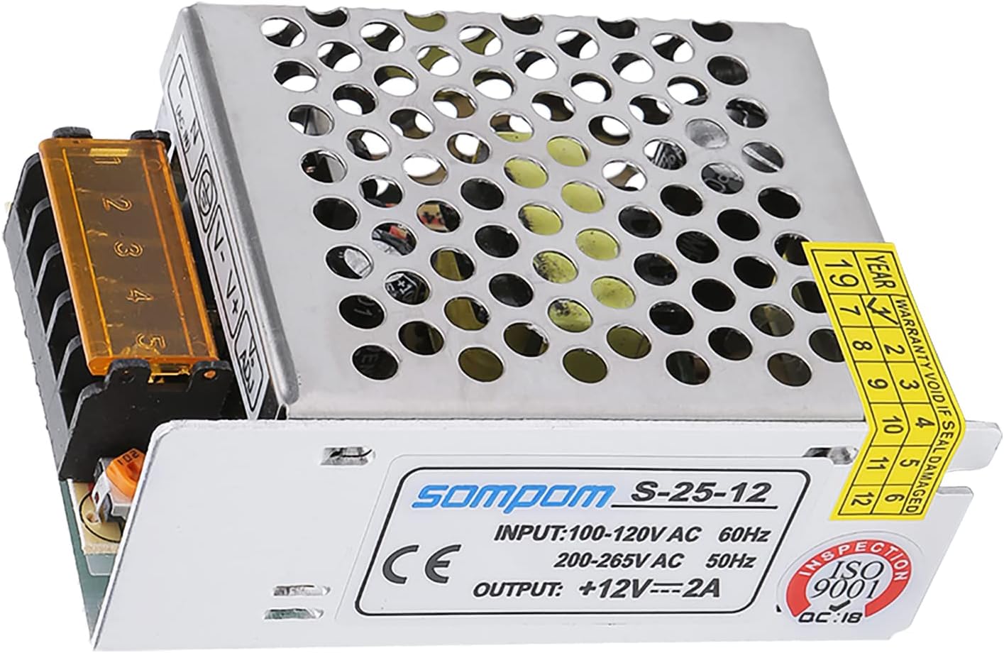 12V2A DC Power Supply, 25W Universal Voltage Regulator Switching Transformer Adapter Driver for External Sign Lights Indoor Lights etc.(12V2A)