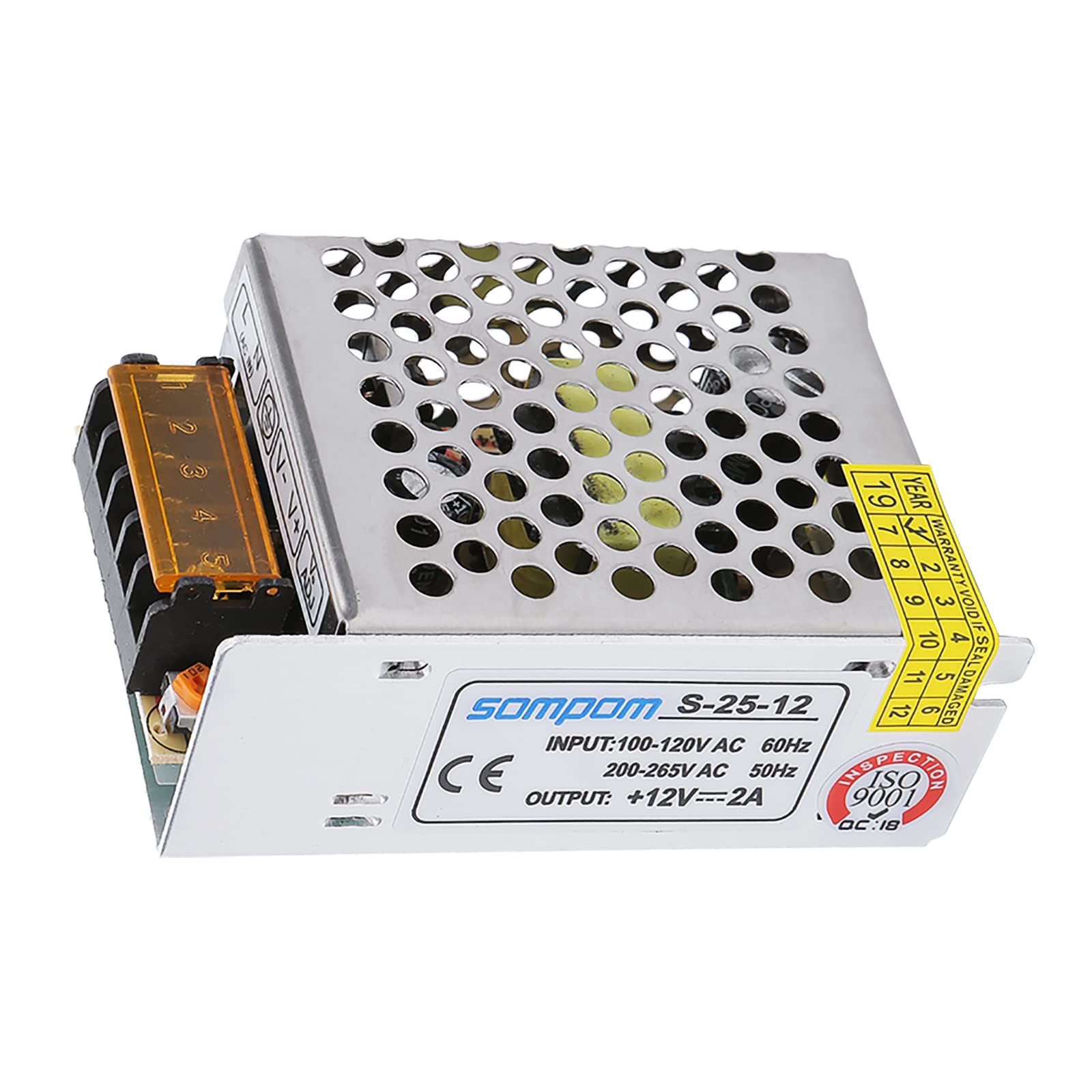 12V2A DC Power Supply, 25W Universal Voltage Regulator Switching Transformer Adapter Driver for External Sign Lights Indoor Lights etc.(12V2A)