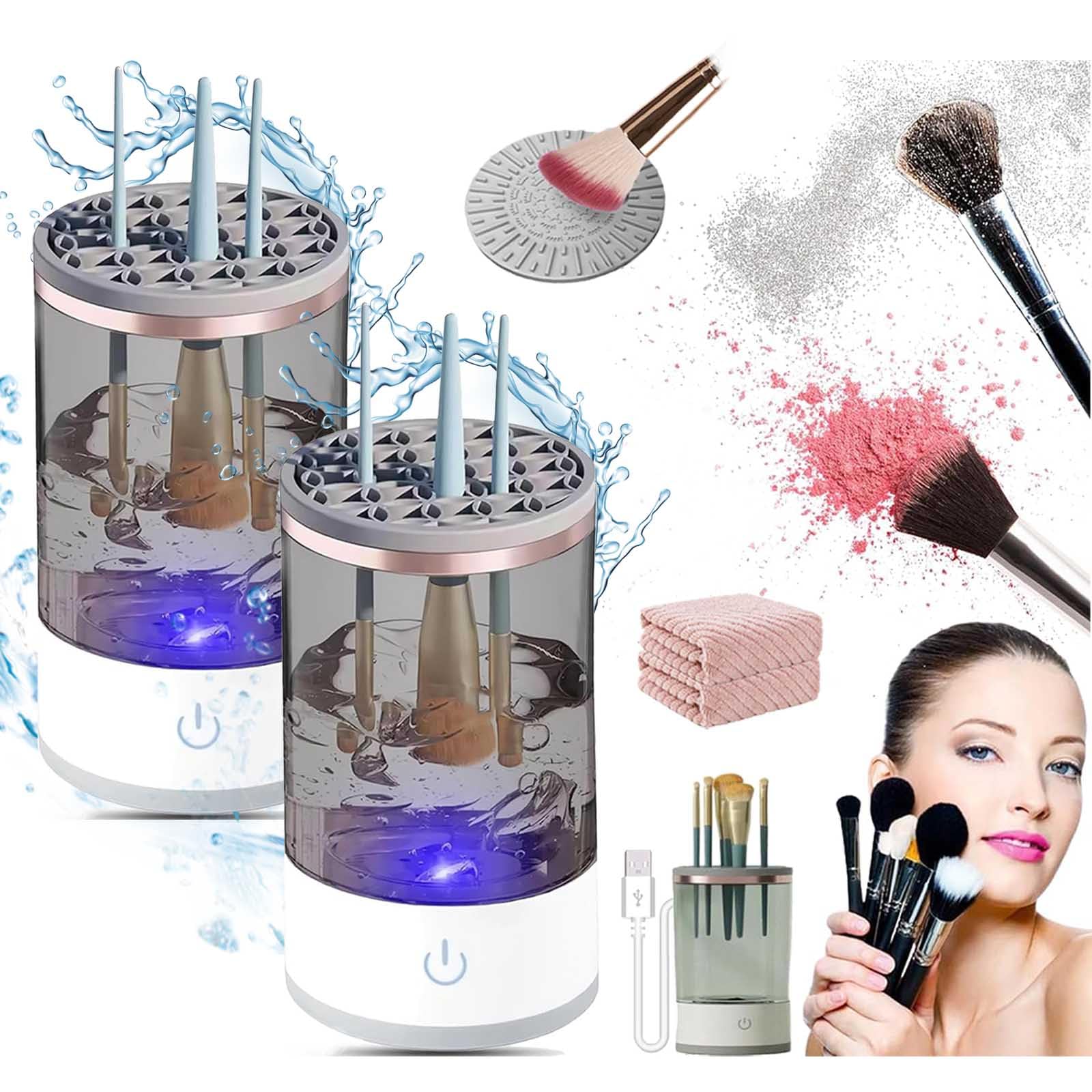 Beauty Swirl - Pulitore elettrico per pennelli da trucco, per la pulizia dei pennelli da trucco, con tappetino per la pulizia dei pennelli da trucco (2 pezzi)