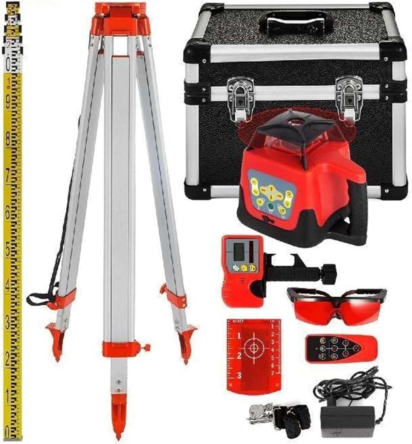 Zestaw Z Obrotową Poziomicą Laserową 360°, Zasięgiem 500 M, Samopoziomującym Sprzętem Pomiarowym, Narzędziami Budowlanymi Do Pracy Na Zewnątrz