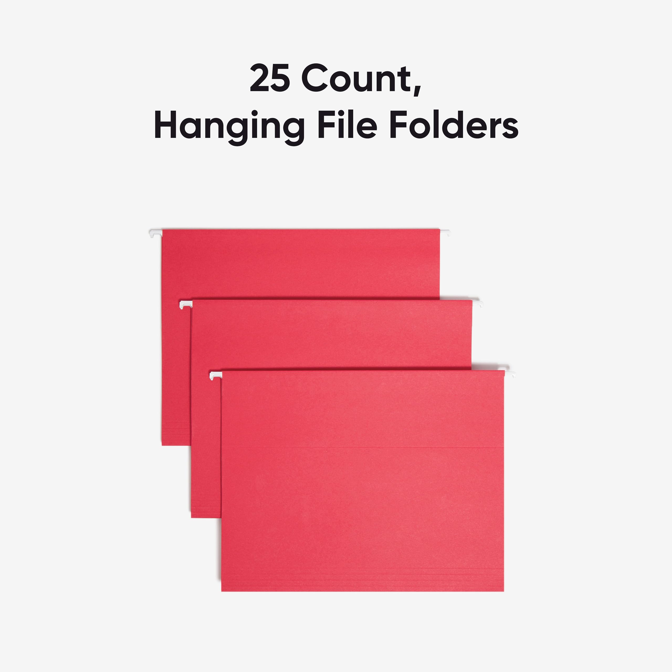 Red Hanging Folders - Letter Size, 25 Per Box, 11 Point Stock, 100% Recycled, Made In Canada