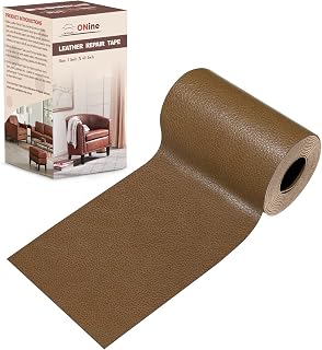 Leather Tape 3X60 Inch Self-Adhesive Leather Repair Patch for Sofas, Couch, Furniture, Drivers Seat（Khaki Leather）