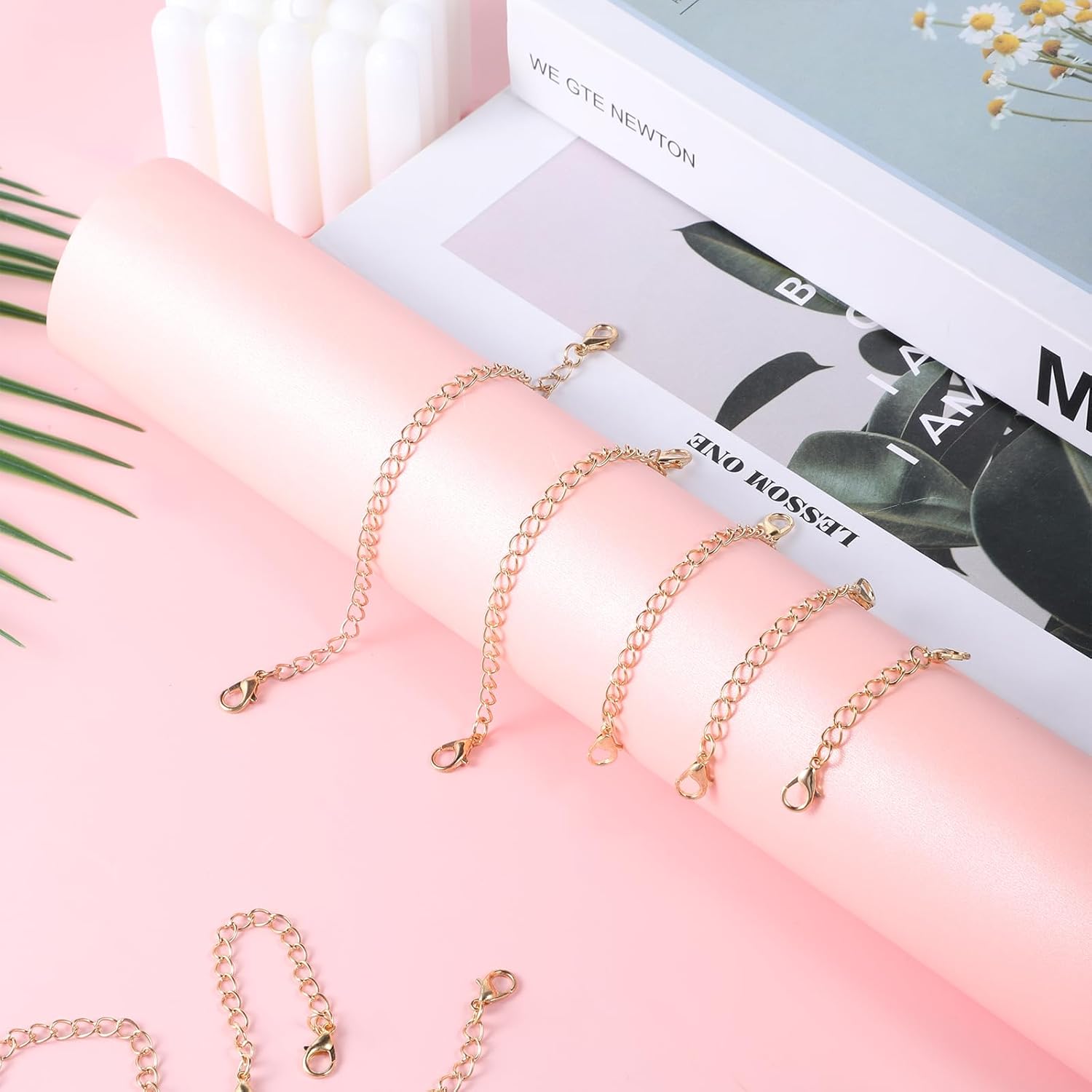 Lnngub 10 Pcs Gold Necklace Extenders for Women,Anklet Extender Gold Plated Necklace Extension Chain Extenders for Necklaces Anklet Bracelets Jewelry Making(2", 3", 4", 5", 6") - Image 7