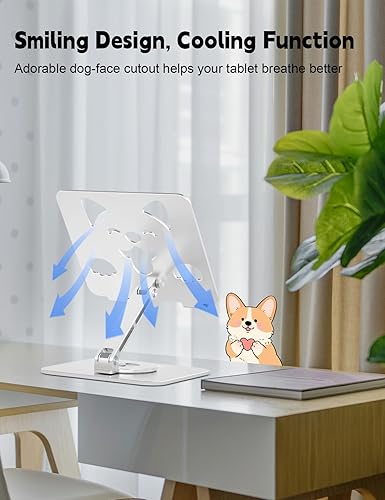 Miniatura 5 de Soporte para tableta para iPad con base giratoria de 360 - Soporte ajustable de aluminio para tablet para escritorio, lindo soporte de diseño de