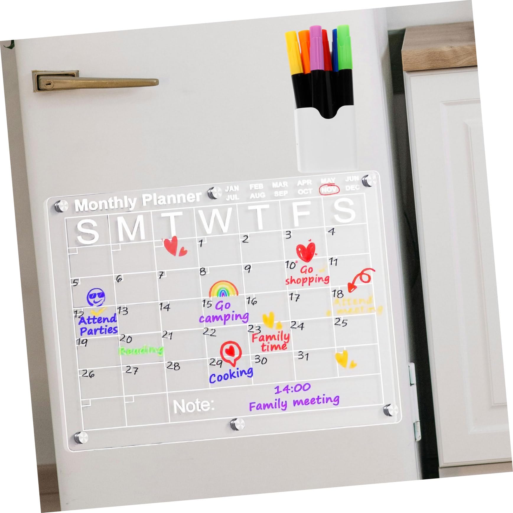 MAGICLULU Calendario Magnético Para Refrigerador Pizarra Acrílica De Borrado En Seco Planificador Mensual Y Semanal