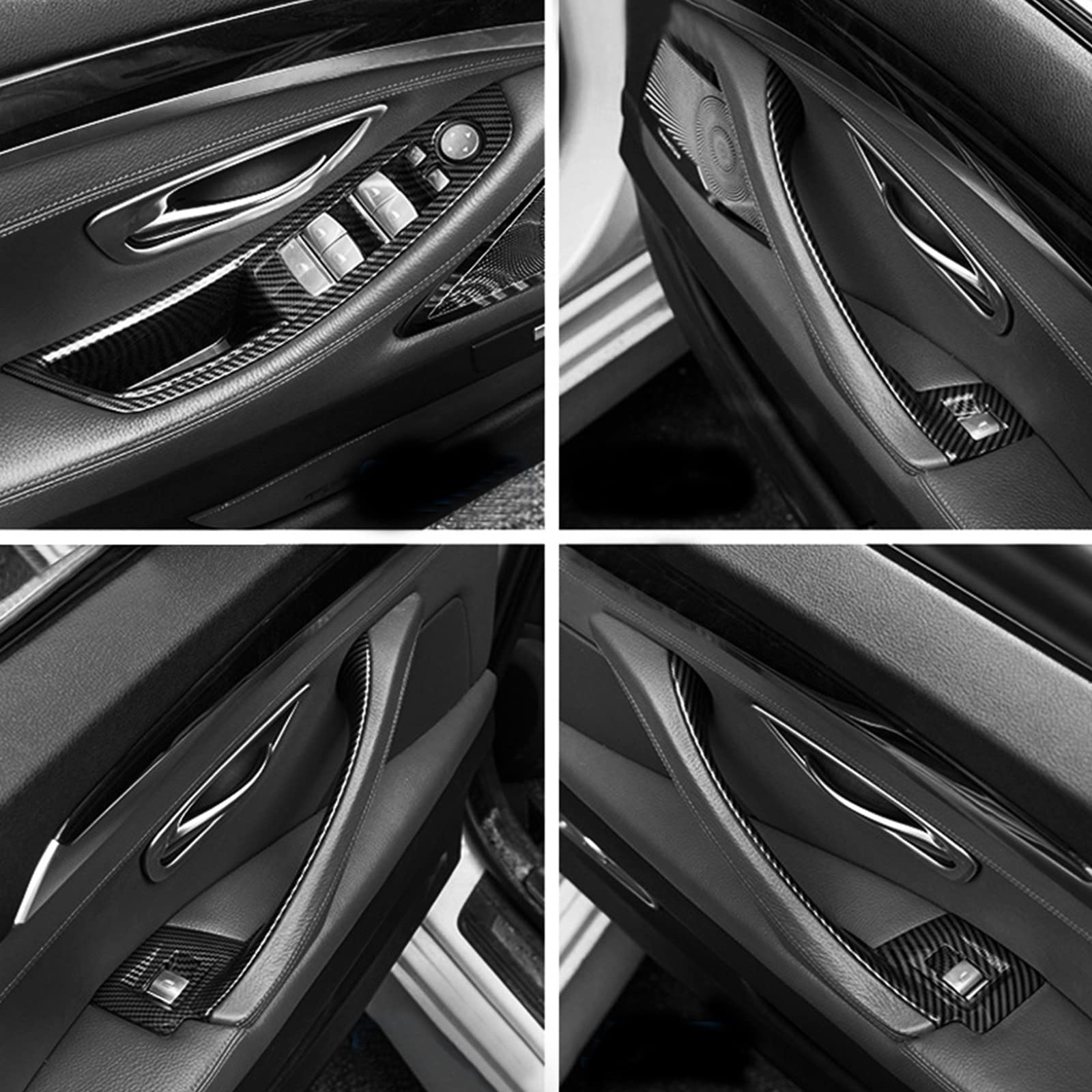 Manija de puerta interior para BMW F10 F11 F18, perilla de panel de puerta interior Ajustador de manija de puerta de ventana interior para BMW Serie 5 (fibra de carbono)