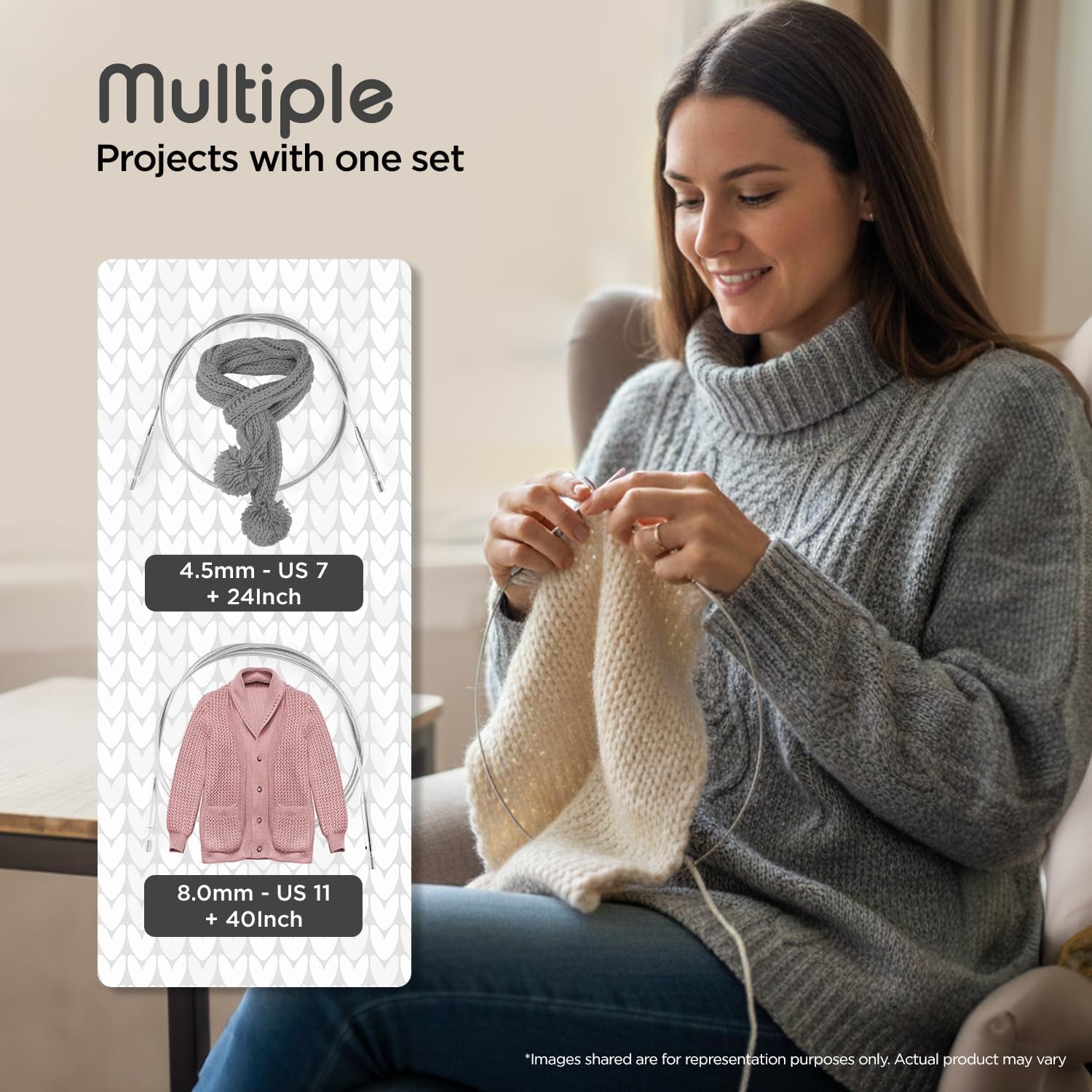 KnitPro Stelo Grande Normal Interchangeable Needle Set 5" (13cm) | 13 US Sizes (2.5 to 15)