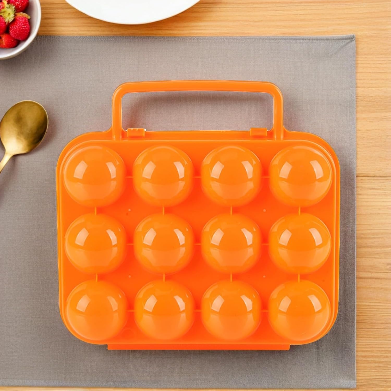 2pcs Portable Silicone Egg Storage Case with 12-egg Capacity, Lightweight and Stackable Egg Carrier for Refrigerator and Camping Use