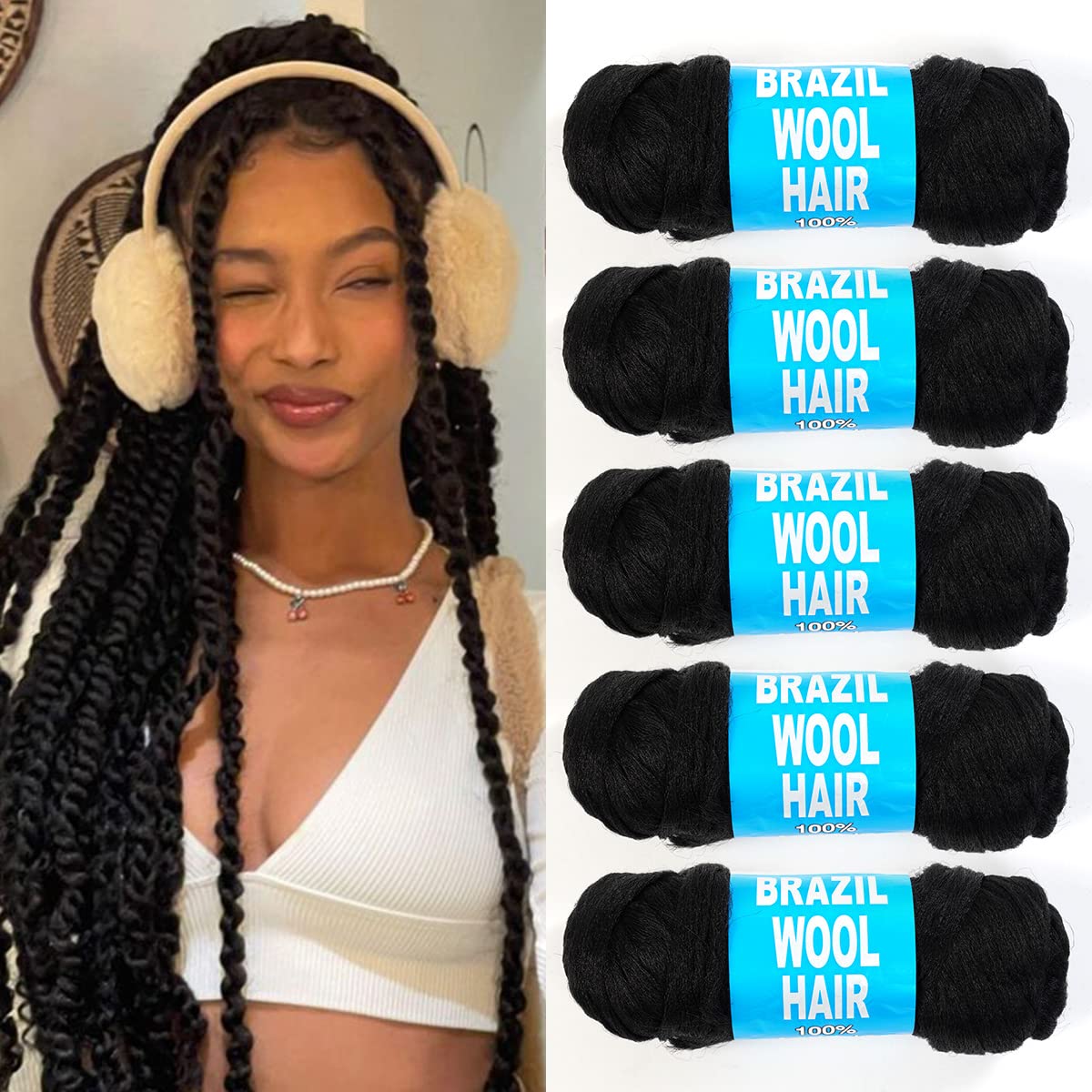 Brazilian Yarn Wool Hair for Braids Braiding Hair with