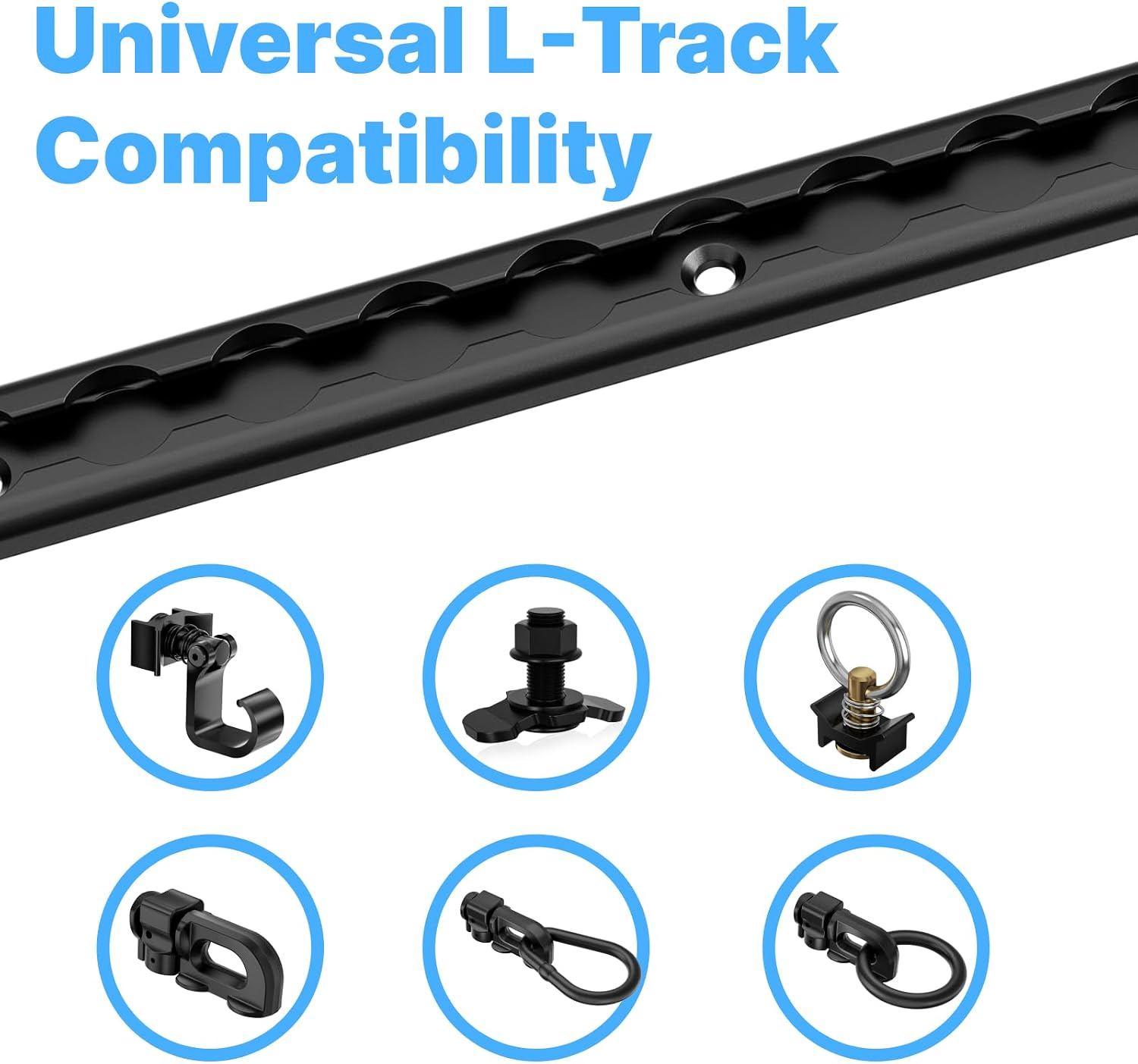 4 Pack L Track Rail, 6 Inch(152mm) Aluminum L Track,Short Airline Tie Down Rail for Tight Spaces, Truck Beds, Vans, Pickups, Trailers, Motorcycles, ATVs, Dirt Bikes-Black Anodized