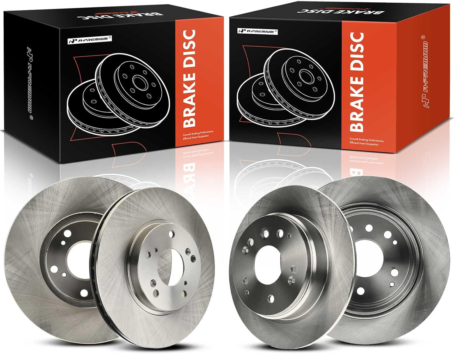 A-Premium Front Vented and Rear Solid Disc Brake Rotors Compatible with Select Honda Models - Element 2003 2004 2005 2006 2007 2008 2009 2010 2011 L4 2.4L DOHC, 4PC-Set