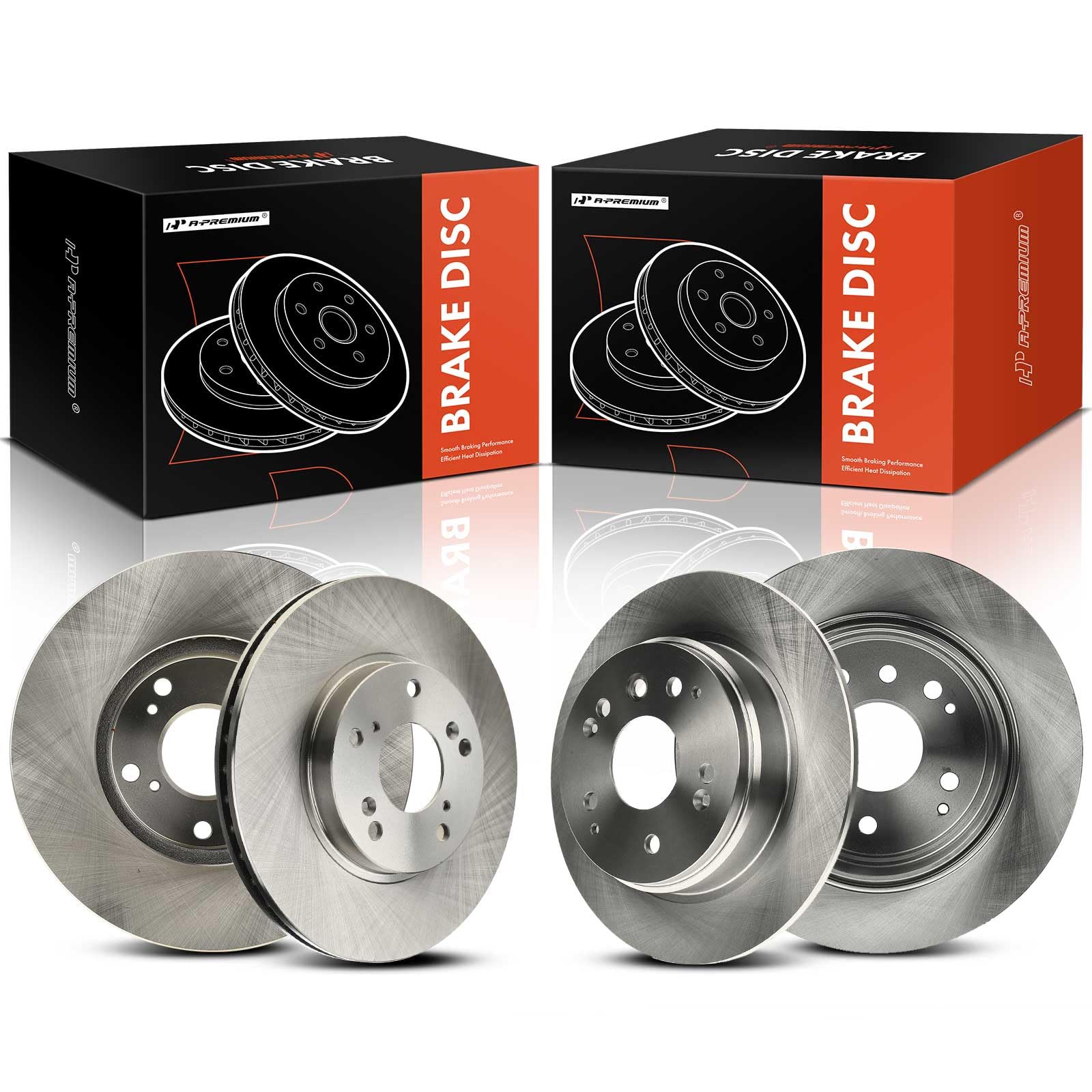 A-Premium Front Vented and Rear Solid Disc Brake Rotors Compatible with Select Honda Models - Element 2003 2004 2005 2006 2007 2008 2009 2010 2011 L4 2.4L DOHC, 4PC-Set
