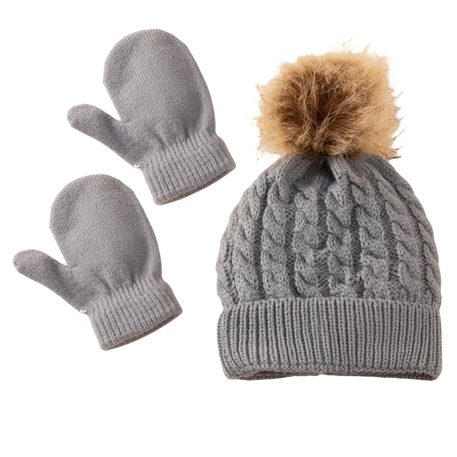 Baby Mütze Schal Handschuh Set für Baby Wintermütze, Schal Mütze für Neugeborene (Mütze Handschuh Beige 0A3 Jahre)